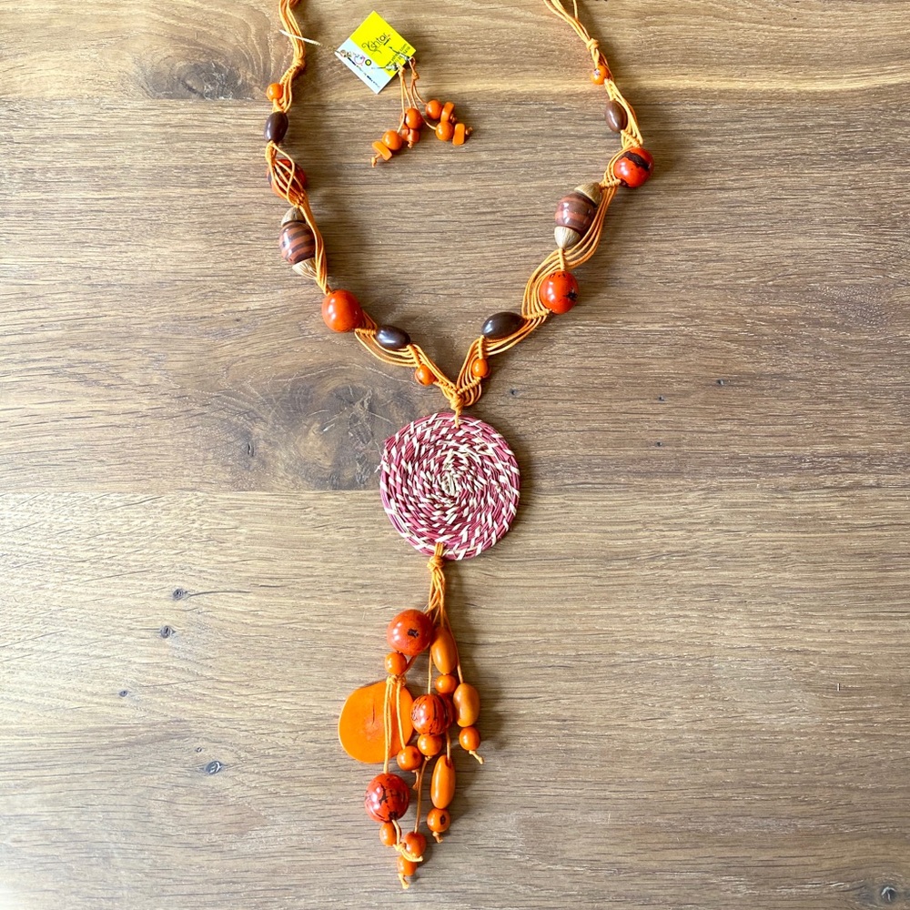 All natural handmade necklace & earrings set